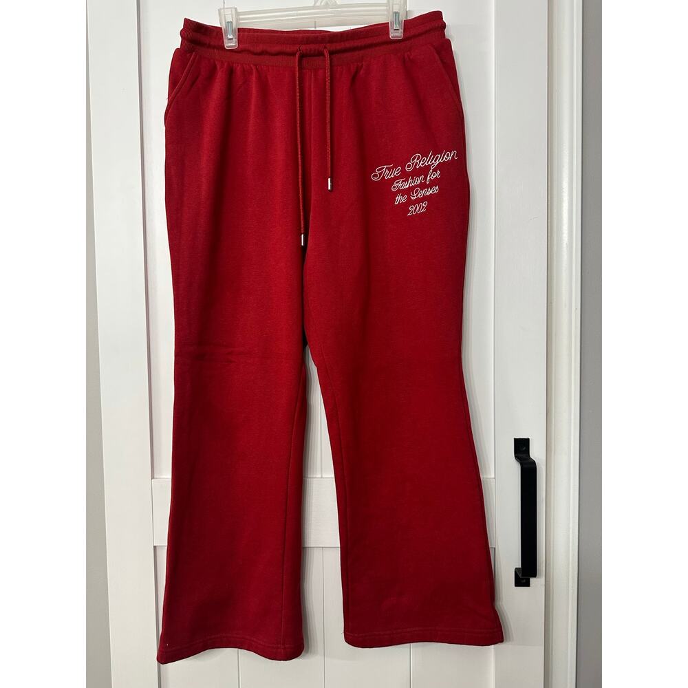True Religion Super T Fleece sweatpants featuring contrast stitching women’s XL - Picture 3 of 8